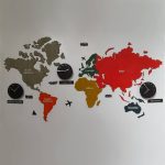 دیوارکوب نقشه جهان فانتزی با ساعت