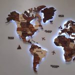 دیوارپوش هنری نقشه جهان بک لایت برای دکوراسیون