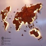 دیوارکوب نقشه جهان چوبی برجسته دکوری و هنری