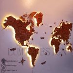 تابلو نقشه جهان برای دکوراسیون داخلی کلاسیک و مدرن با چوب