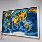 تابلو فانتزی چوبی برجسته نقشه جهان