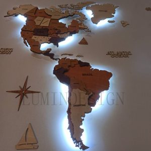 نقشه جهان چوبی برجسته سه بعدی بکلایت