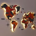 دیوارکوب نقشه جهان چوبی