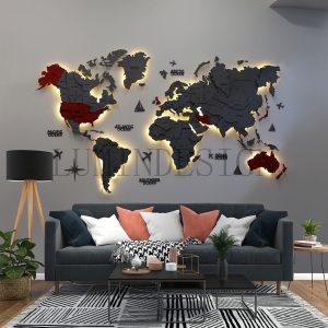 تابلو دیواری نقشه جهان طراحی دکوراسیون داخلی